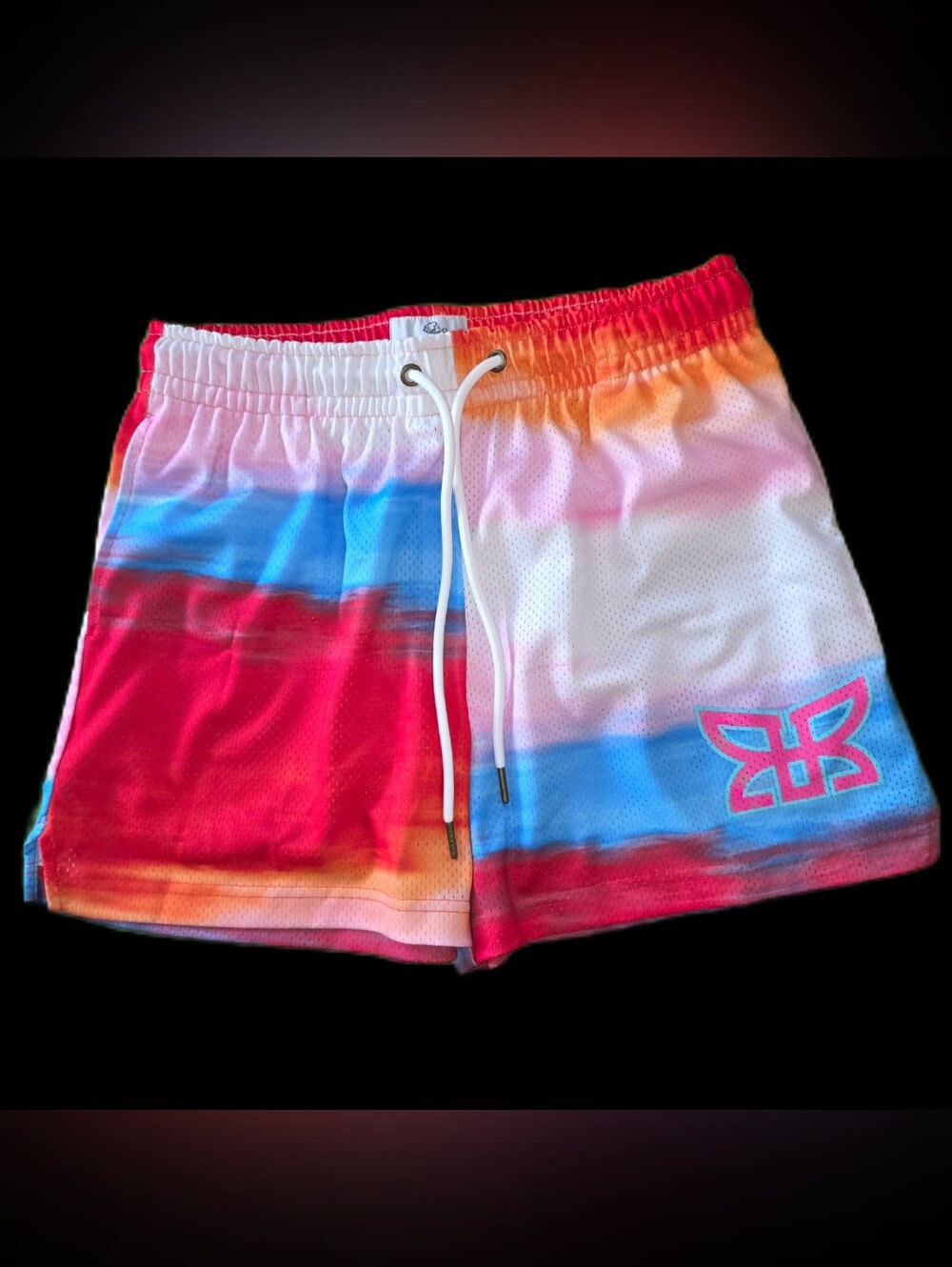 Men's Tie-Dye Athletic Mesh Shorts with Drawstring